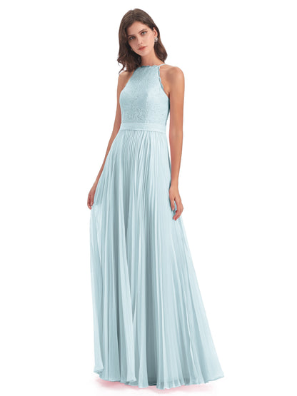 Susan Floor Length Halter Lace Bridesmaid Dresses