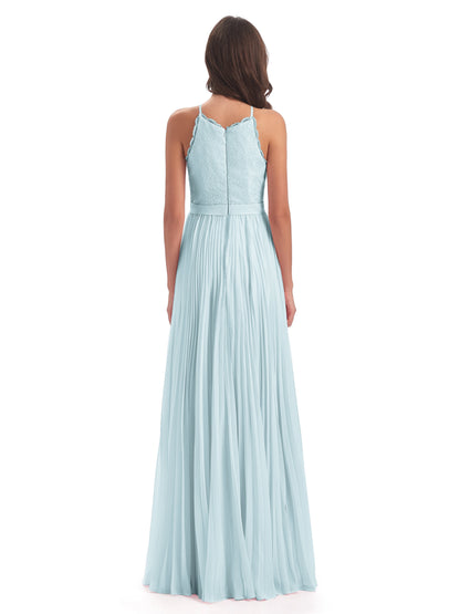 Susan Floor Length Halter Lace Bridesmaid Dresses