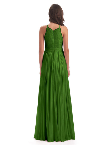 Susan Floor Length Halter Lace Bridesmaid Dresses