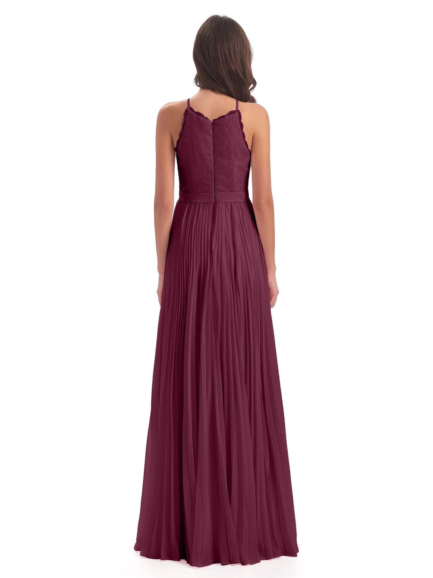 Susan Floor Length Halter Lace Bridesmaid Dresses