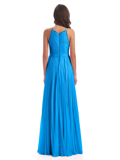Susan Floor Length Halter Lace Bridesmaid Dresses