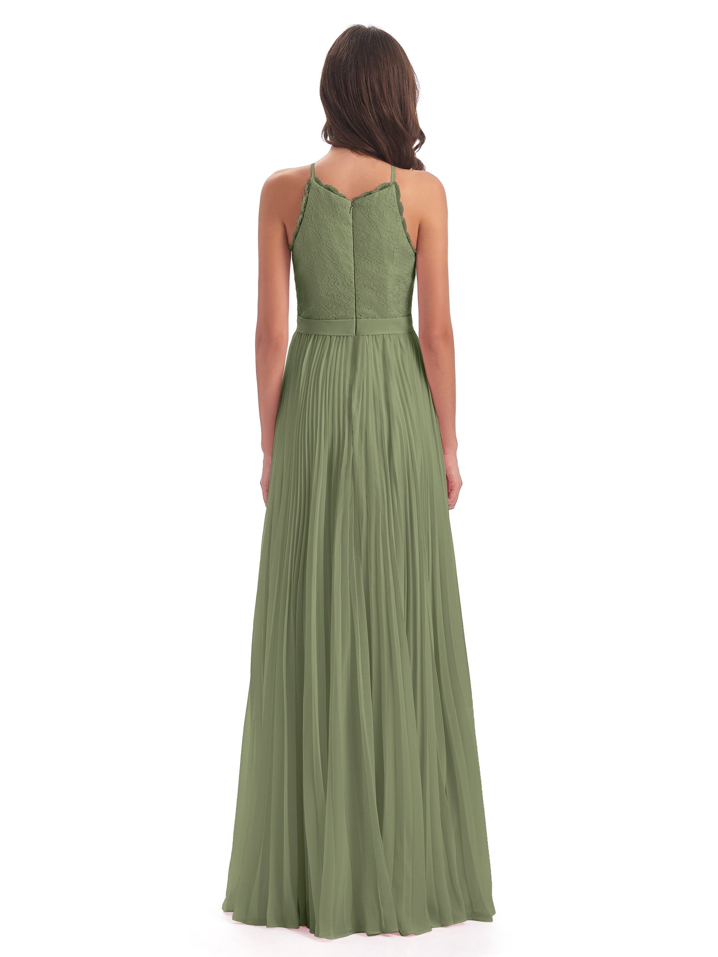 Susan Floor Length Halter Lace Bridesmaid Dresses