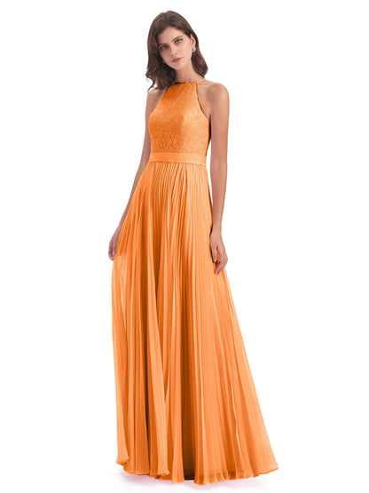 Susan Floor Length Halter Lace Bridesmaid Dresses