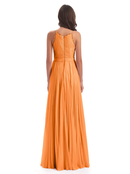 Susan Floor Length Halter Lace Bridesmaid Dresses
