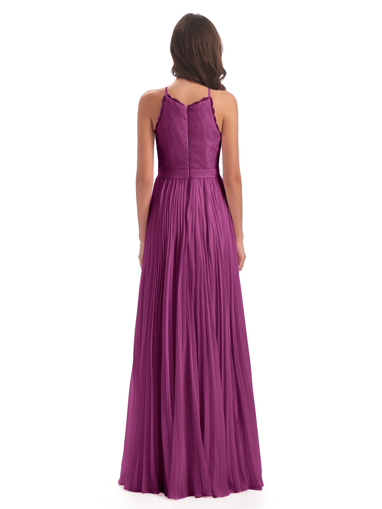 Susan Floor Length Halter Lace Bridesmaid Dresses