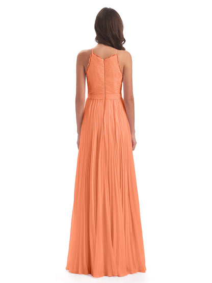 Susan Floor Length Halter Lace Bridesmaid Dresses