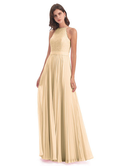 Susan Floor Length Halter Lace Bridesmaid Dresses