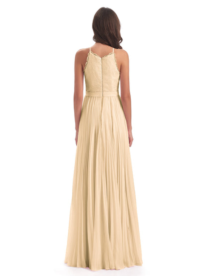 Susan Floor Length Halter Lace Bridesmaid Dresses