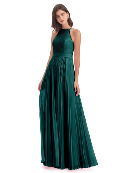 Susan Floor Length Halter Lace Bridesmaid Dresses