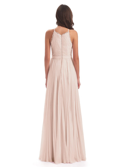 Susan Floor Length Halter Lace Bridesmaid Dresses