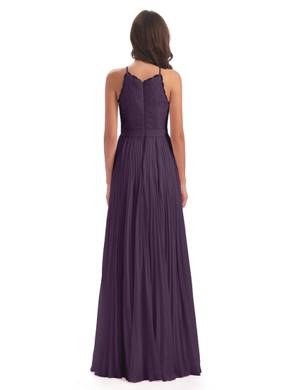Susan Floor Length Halter Lace Bridesmaid Dresses