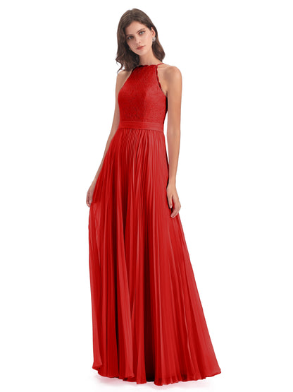 Susan Floor Length Halter Lace Bridesmaid Dresses