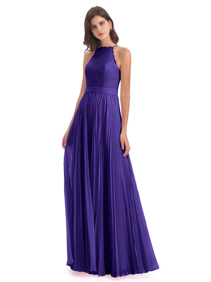 Susan Floor Length Halter Lace Bridesmaid Dresses