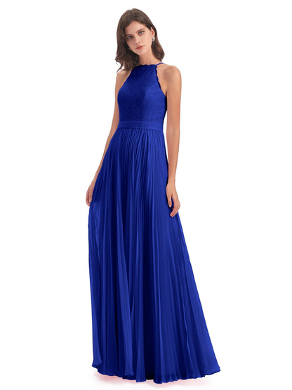 Susan Floor Length Halter Lace Bridesmaid Dresses