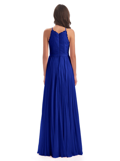 Susan Floor Length Halter Lace Bridesmaid Dresses