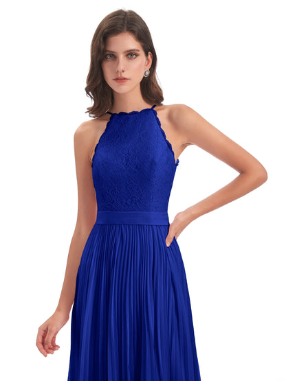 Susan Floor Length Halter Lace Bridesmaid Dresses