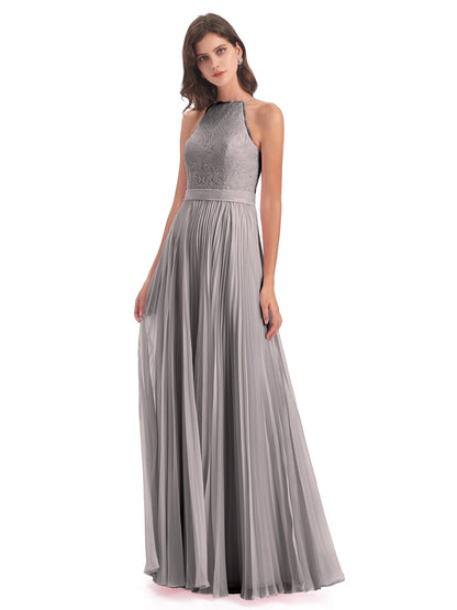 Susan Floor Length Halter Lace Bridesmaid Dresses