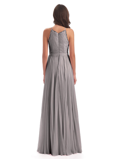 Susan Floor Length Halter Lace Bridesmaid Dresses