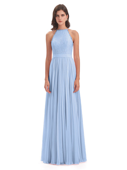 Susan Floor Length Halter Lace Bridesmaid Dresses