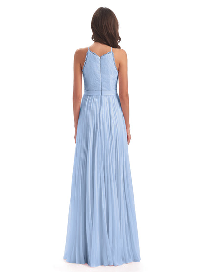Susan Floor Length Halter Lace Bridesmaid Dresses