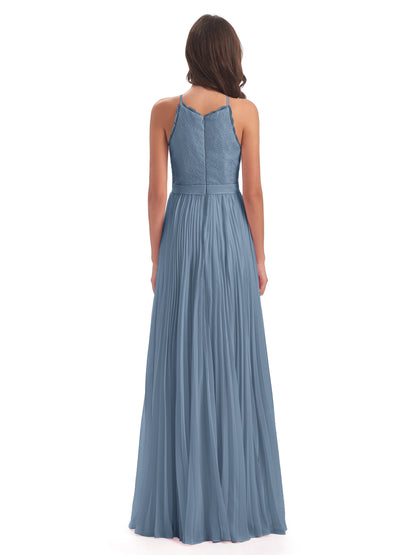Susan Floor Length Halter Lace Bridesmaid Dresses