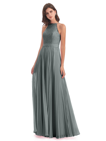 Susan Floor Length Halter Lace Bridesmaid Dresses