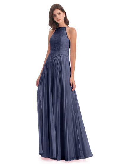 Susan Floor Length Halter Lace Bridesmaid Dresses