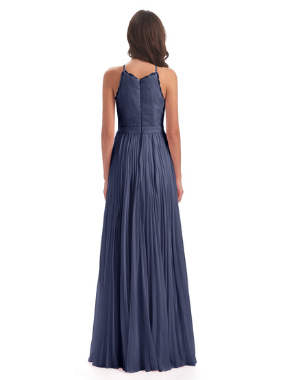Susan Floor Length Halter Lace Bridesmaid Dresses