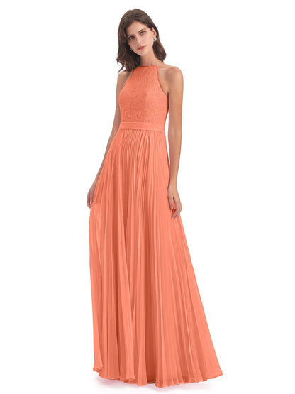 Susan Floor Length Halter Lace Bridesmaid Dresses