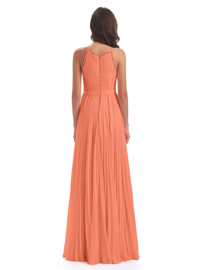 Susan Floor Length Halter Lace Bridesmaid Dresses