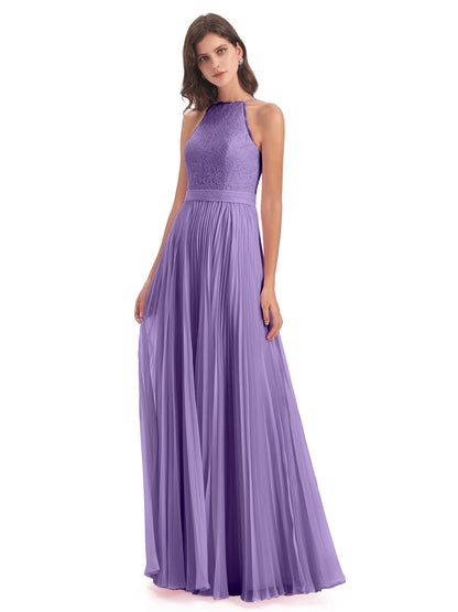 Susan Floor Length Halter Lace Bridesmaid Dresses