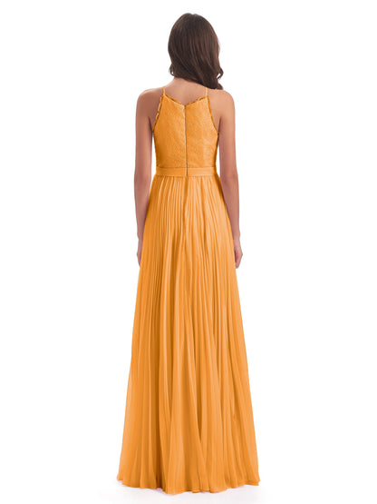 Susan Floor Length Halter Lace Bridesmaid Dresses