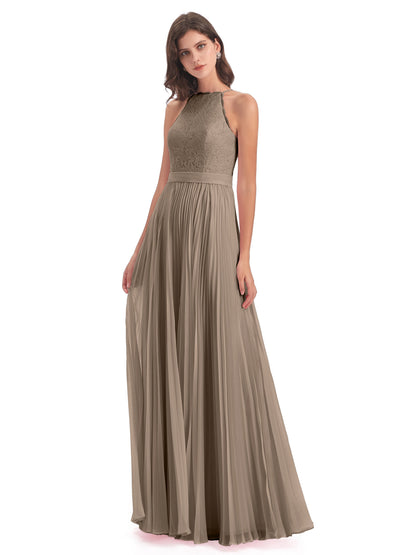 Susan Floor Length Halter Lace Bridesmaid Dresses