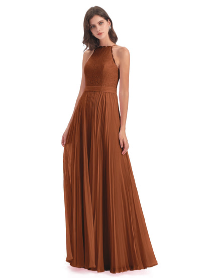 Susan Floor Length Halter Lace Bridesmaid Dresses