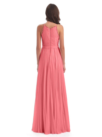 Susan Floor Length Halter Lace Bridesmaid Dresses