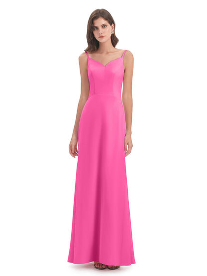 Tara Trumpet Spaghetti Straps Chiffon Long Bridesmaid Dresses