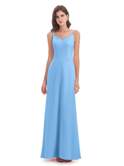 Tara Trumpet Spaghetti Straps Chiffon Long Bridesmaid Dresses