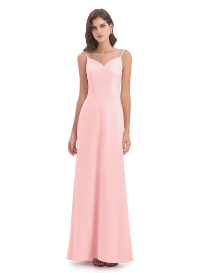 Tara Trumpet Spaghetti Straps Chiffon Long Bridesmaid Dresses