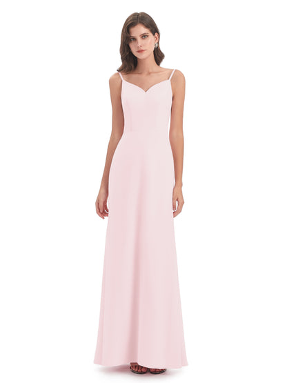 Tara Trumpet Spaghetti Straps Chiffon Long Bridesmaid Dresses