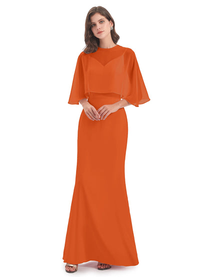 Tara Trumpet Spaghetti Straps Chiffon Long Bridesmaid Dresses