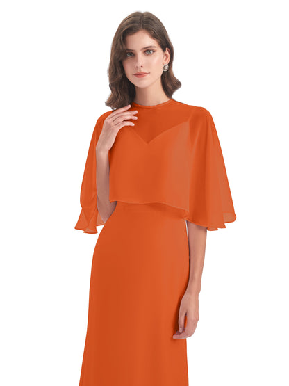 Tara Trumpet Spaghetti Straps Chiffon Long Bridesmaid Dresses