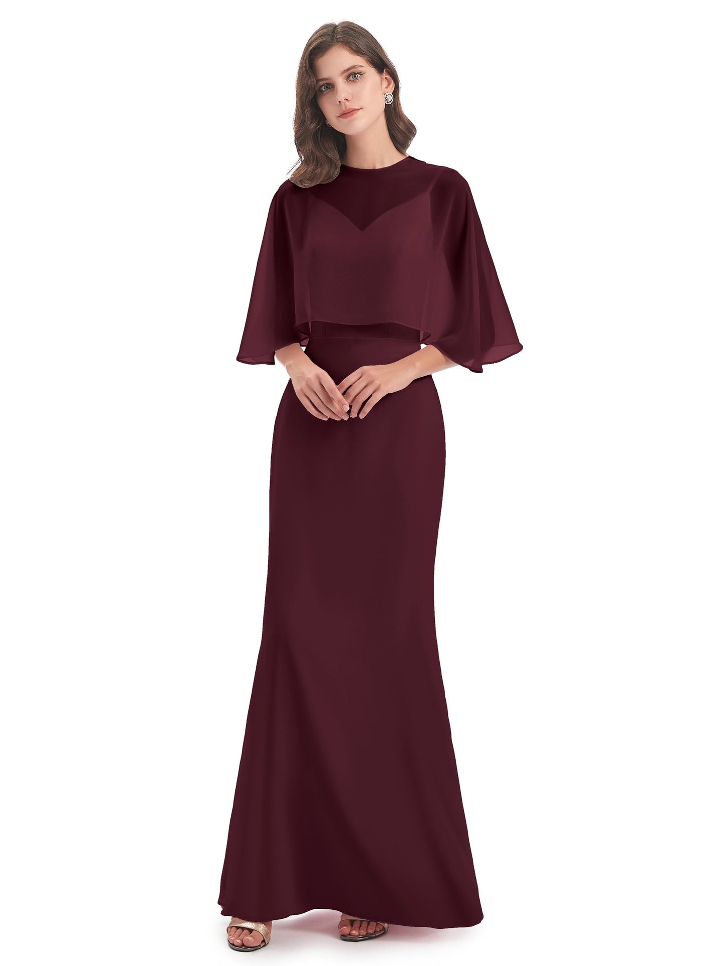 Tara Trumpet Spaghetti Straps Chiffon Long Bridesmaid Dresses