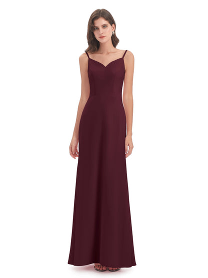 Tara Trumpet Spaghetti Straps Chiffon Long Bridesmaid Dresses