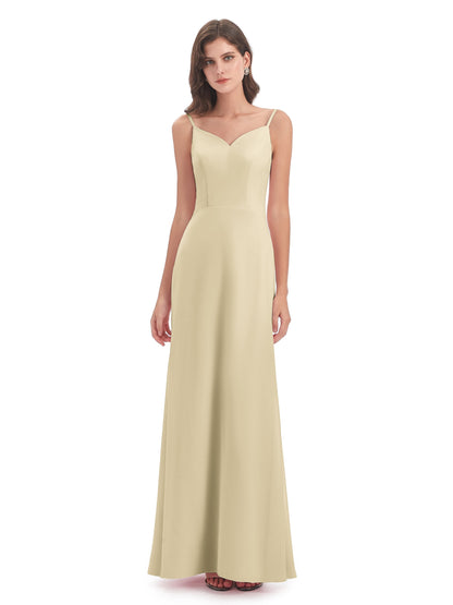 Tara Trumpet Spaghetti Straps Chiffon Long Bridesmaid Dresses