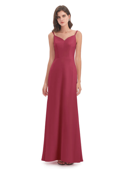 Tara Trumpet Spaghetti Straps Chiffon Long Bridesmaid Dresses