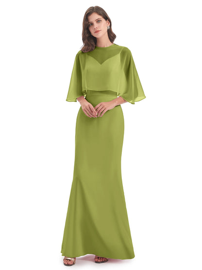 Tara Trumpet Spaghetti Straps Chiffon Long Bridesmaid Dresses