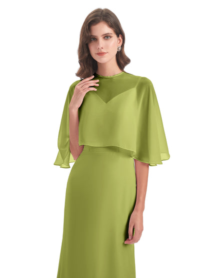 Tara Trumpet Spaghetti Straps Chiffon Long Bridesmaid Dresses