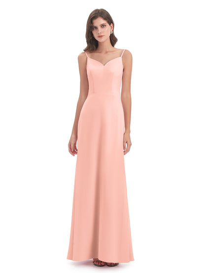 Tara Trumpet Spaghetti Straps Chiffon Long Bridesmaid Dresses