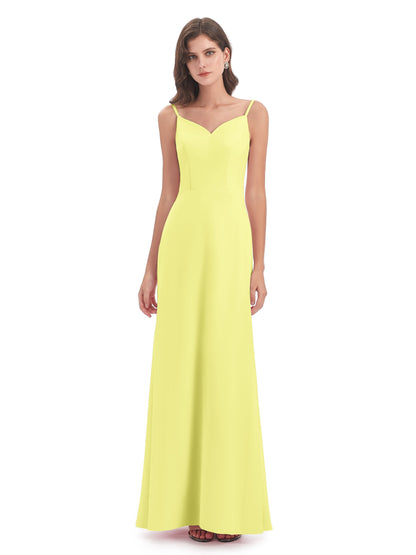 Tara Trumpet Spaghetti Straps Chiffon Long Bridesmaid Dresses