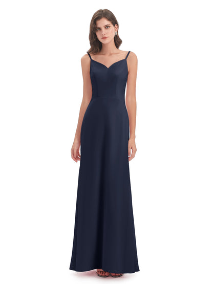 Tara Trumpet Spaghetti Straps Chiffon Long Bridesmaid Dresses